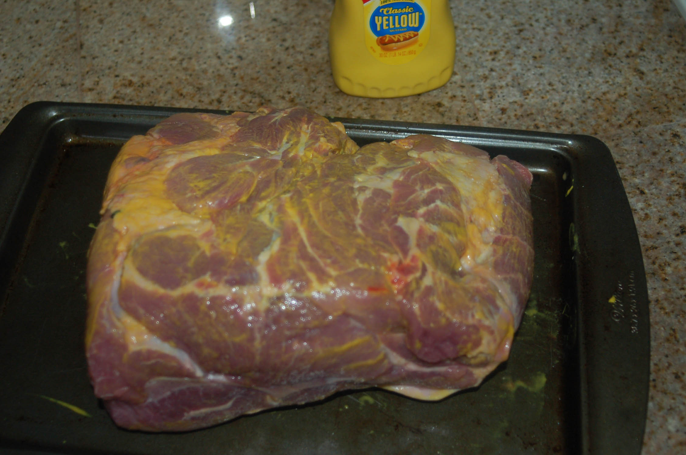 Rub Mustard on the Pork Shoulder
